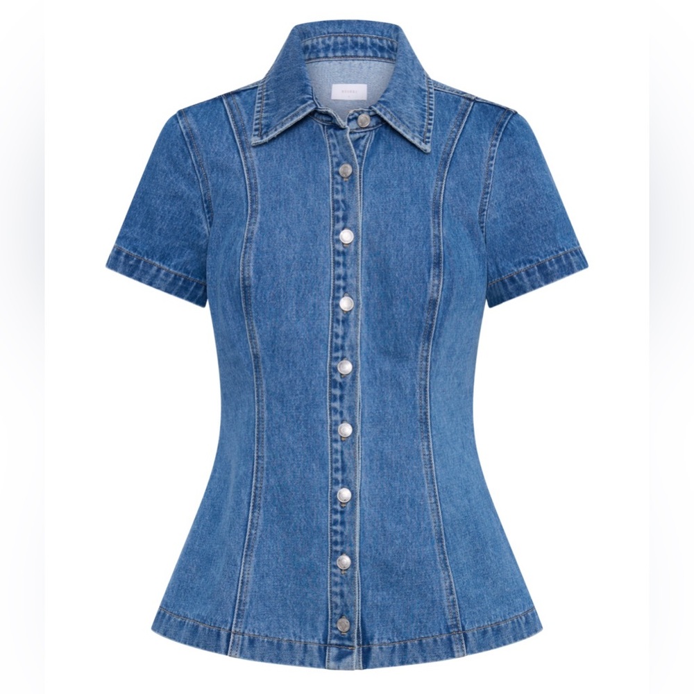 MESHKI- ELLIE DENIM SHORT SLEEVE